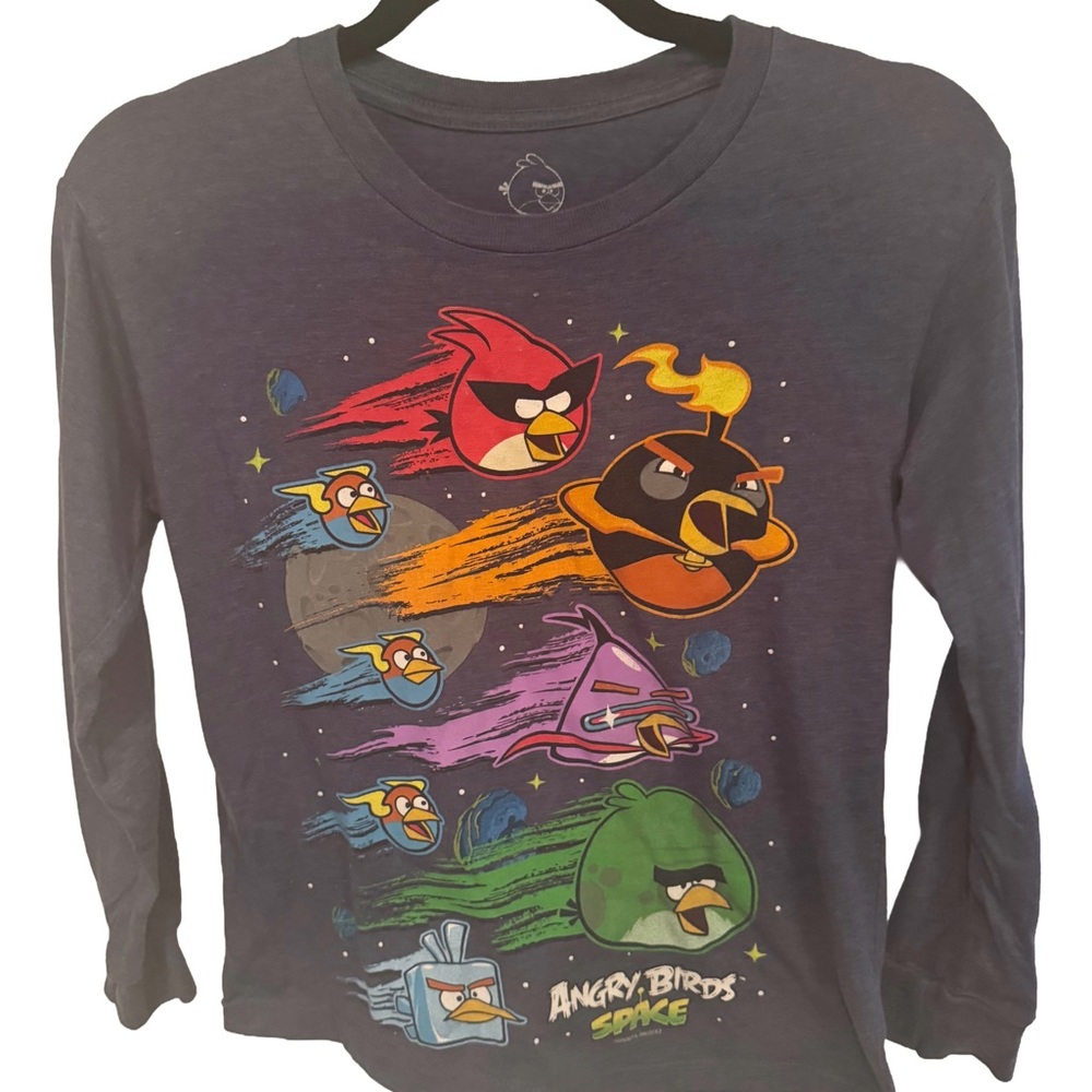 Angry Birds Space Long Sleeve Kids Tee - Gray